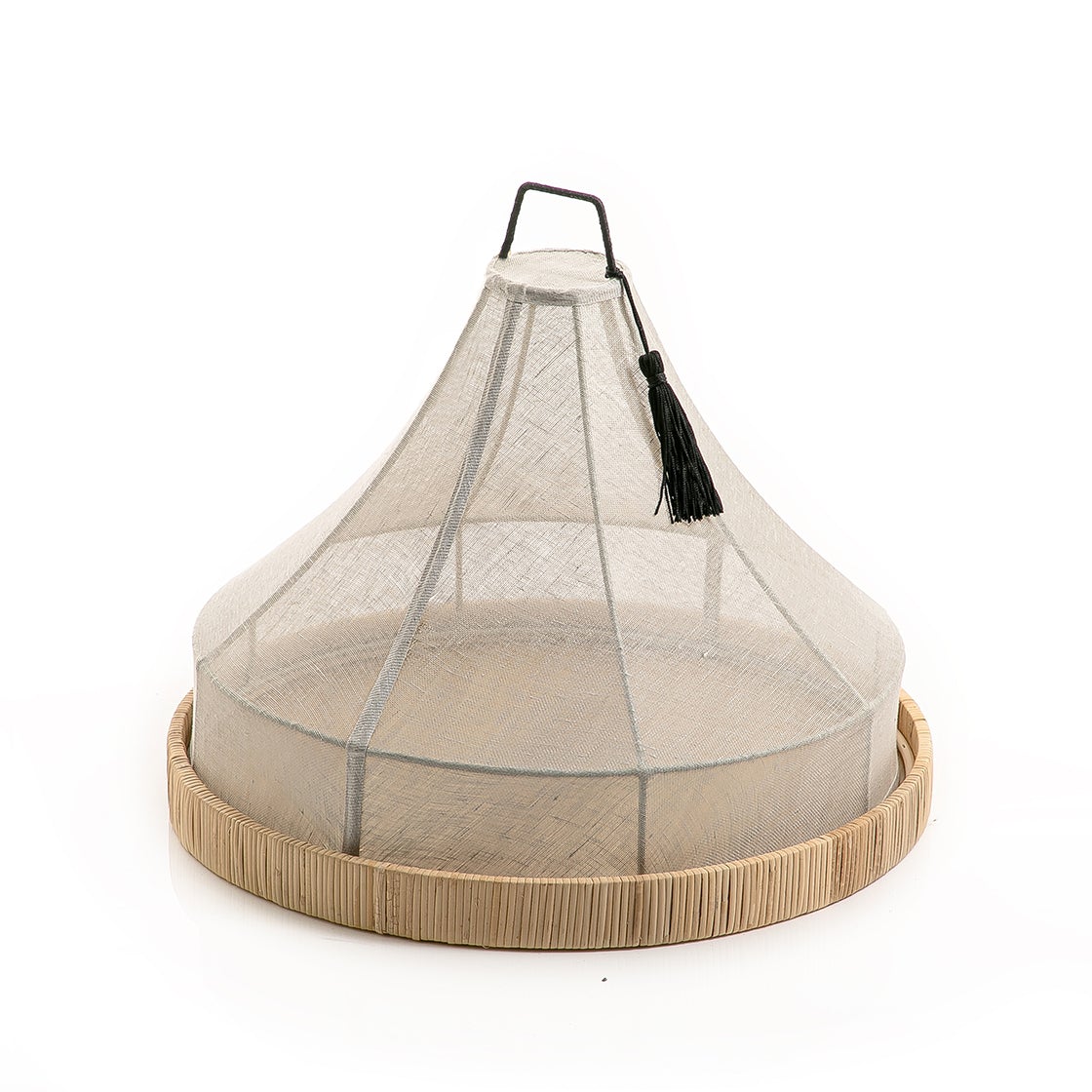 Rattan Tray with Linen Cover - 42cm