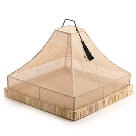 Rattan Tray with Linen Cover - 42cm