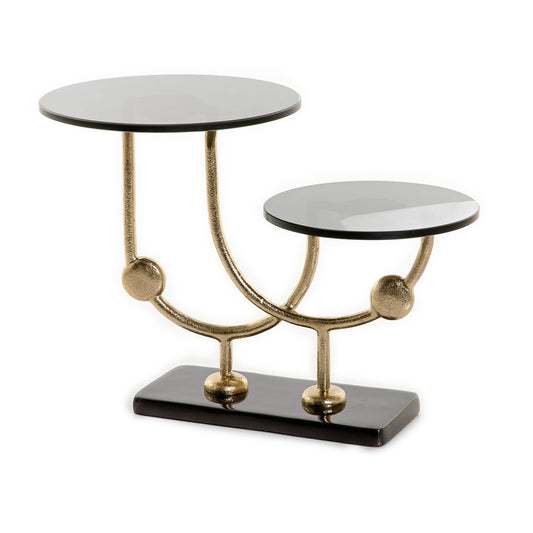 2 Tier Glass Stand with Metal Base