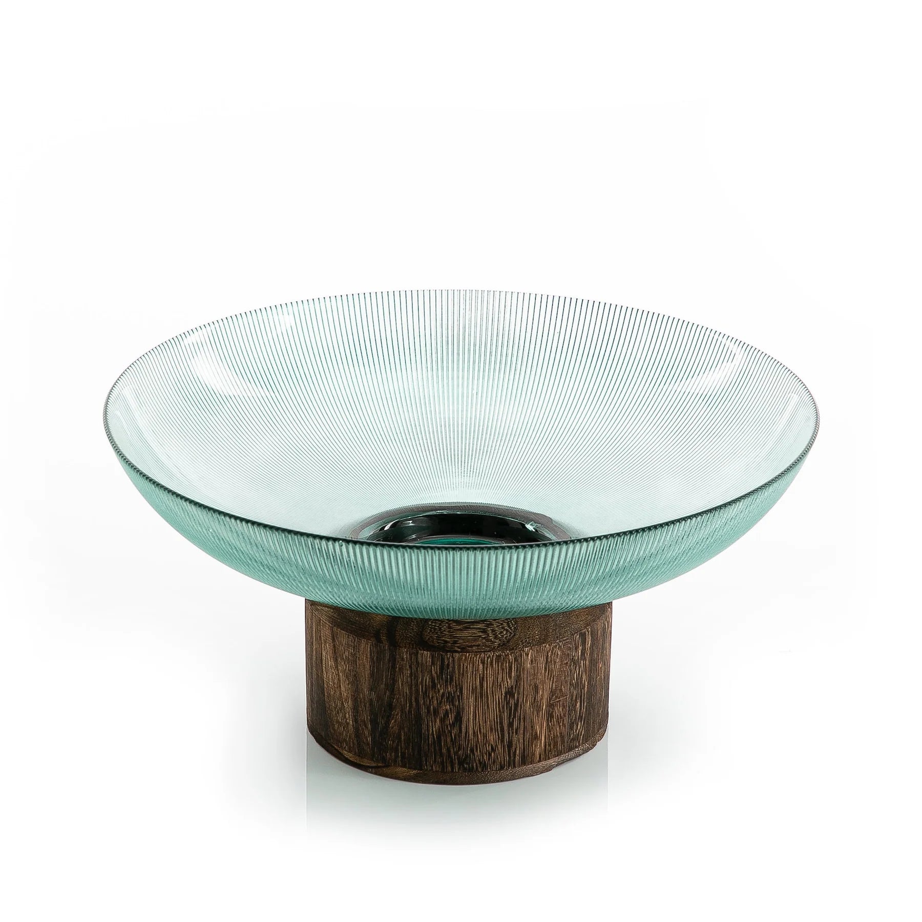 Glass Bowl with Wooden Base