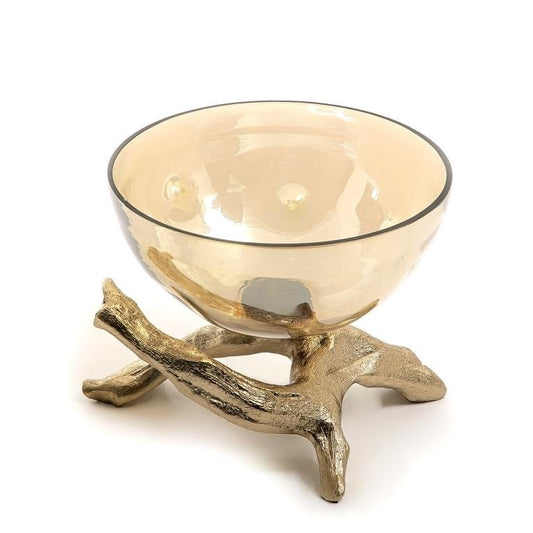 Glass Bowl with Metal Base