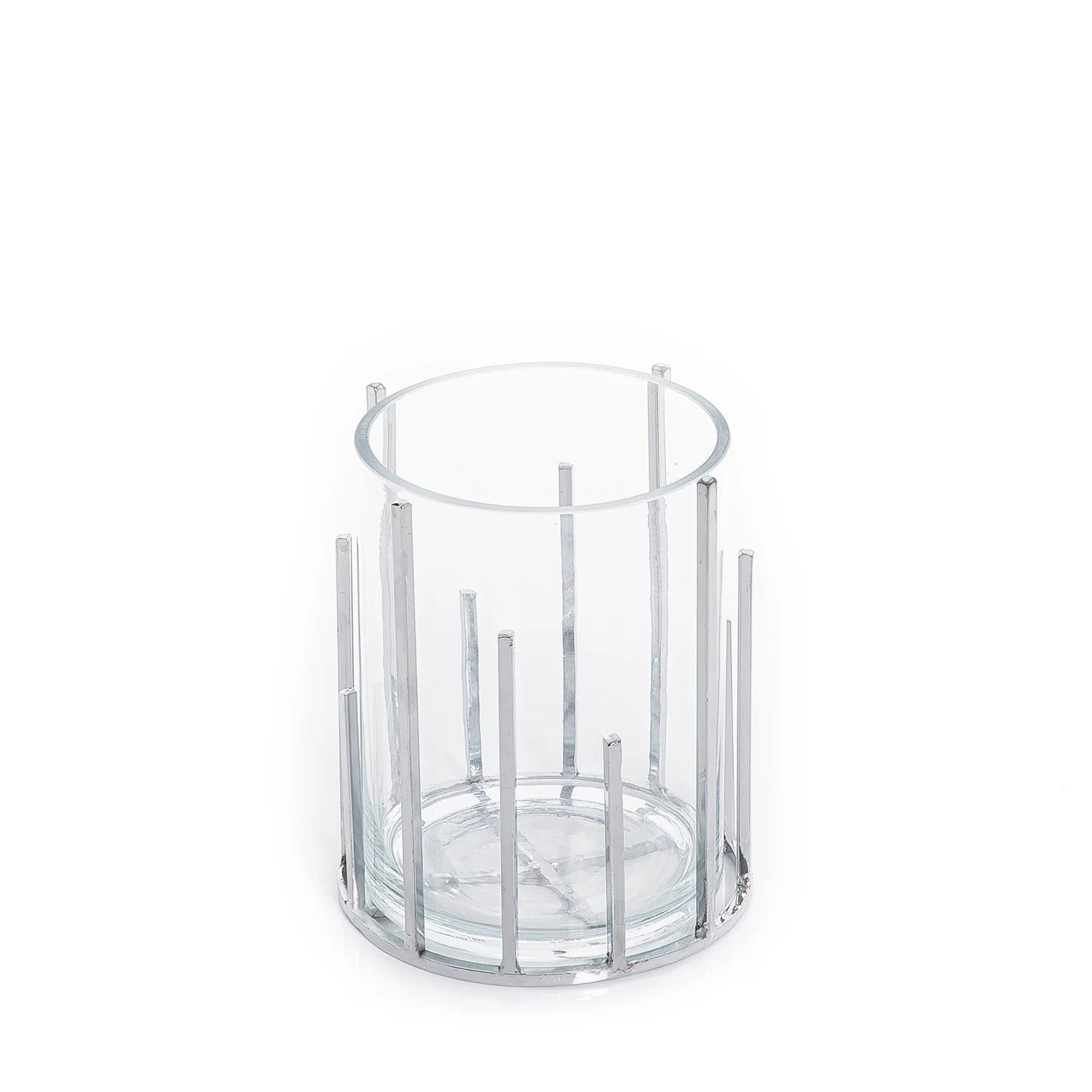 Glass Vase with Metal Base