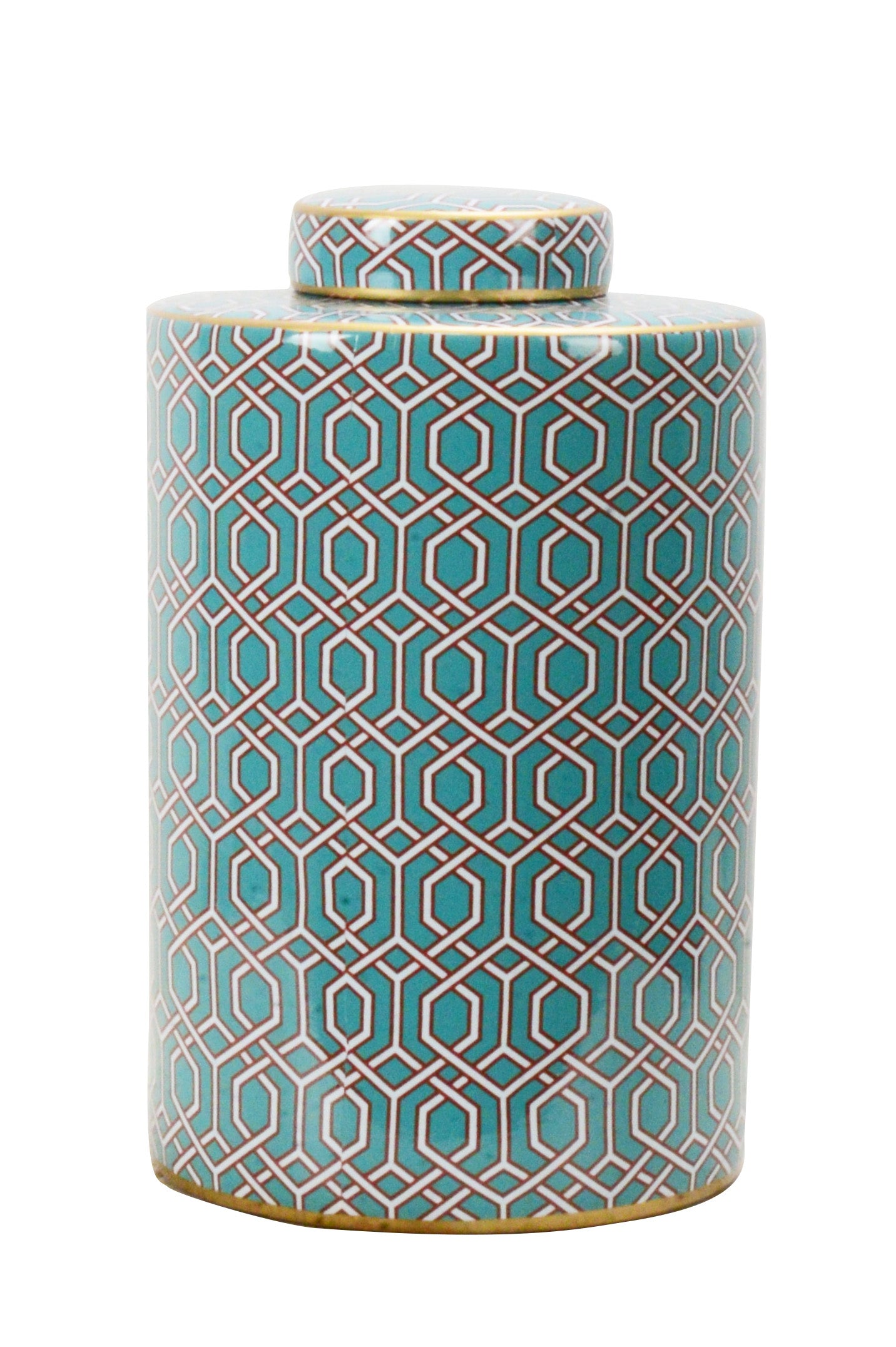 Geometric Pattern Green Ceramic Ginger Jar - 36cm