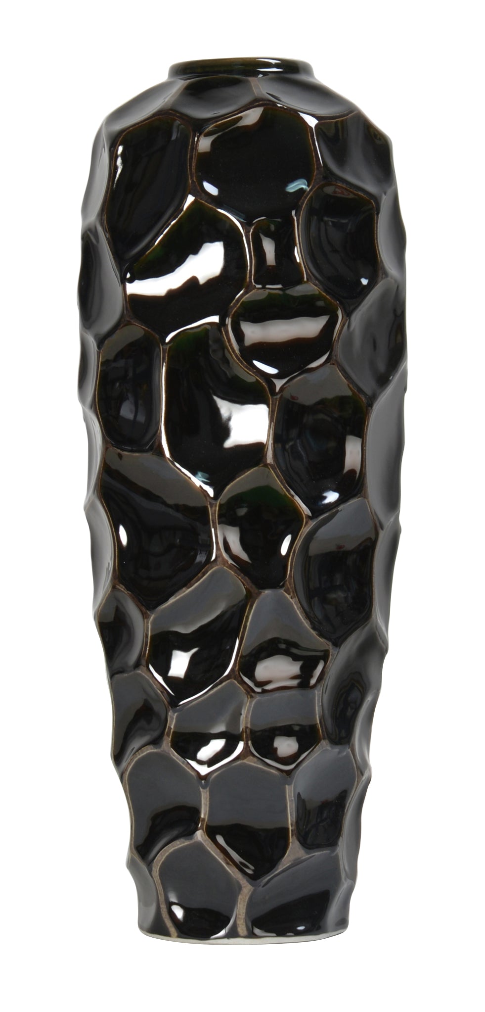 Faceted Black Ceramic Beaker Vase - 55cm