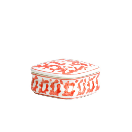 Coral Ceramic Trinket Box