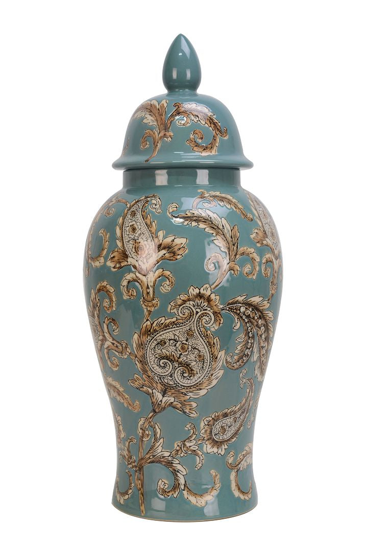 Flower Pattern Ceramic Ginger Jar - 55cm