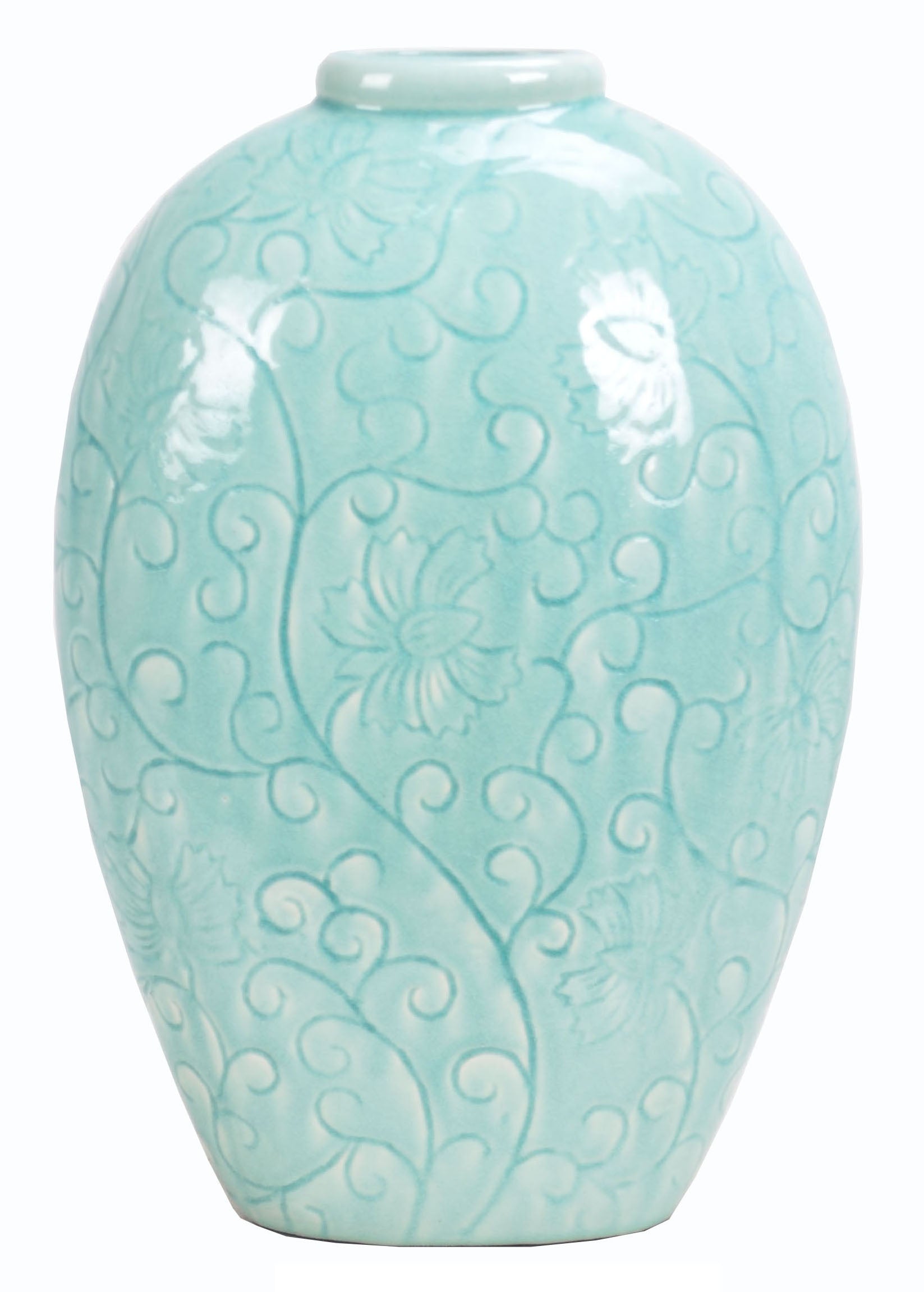 Floral Blue Ceramic Vase - 44cm