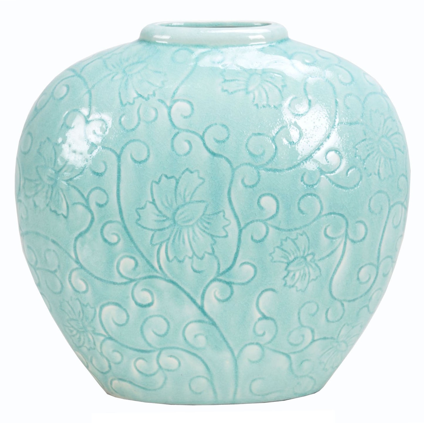 Floral Blue Ceramic Vase - 32cm