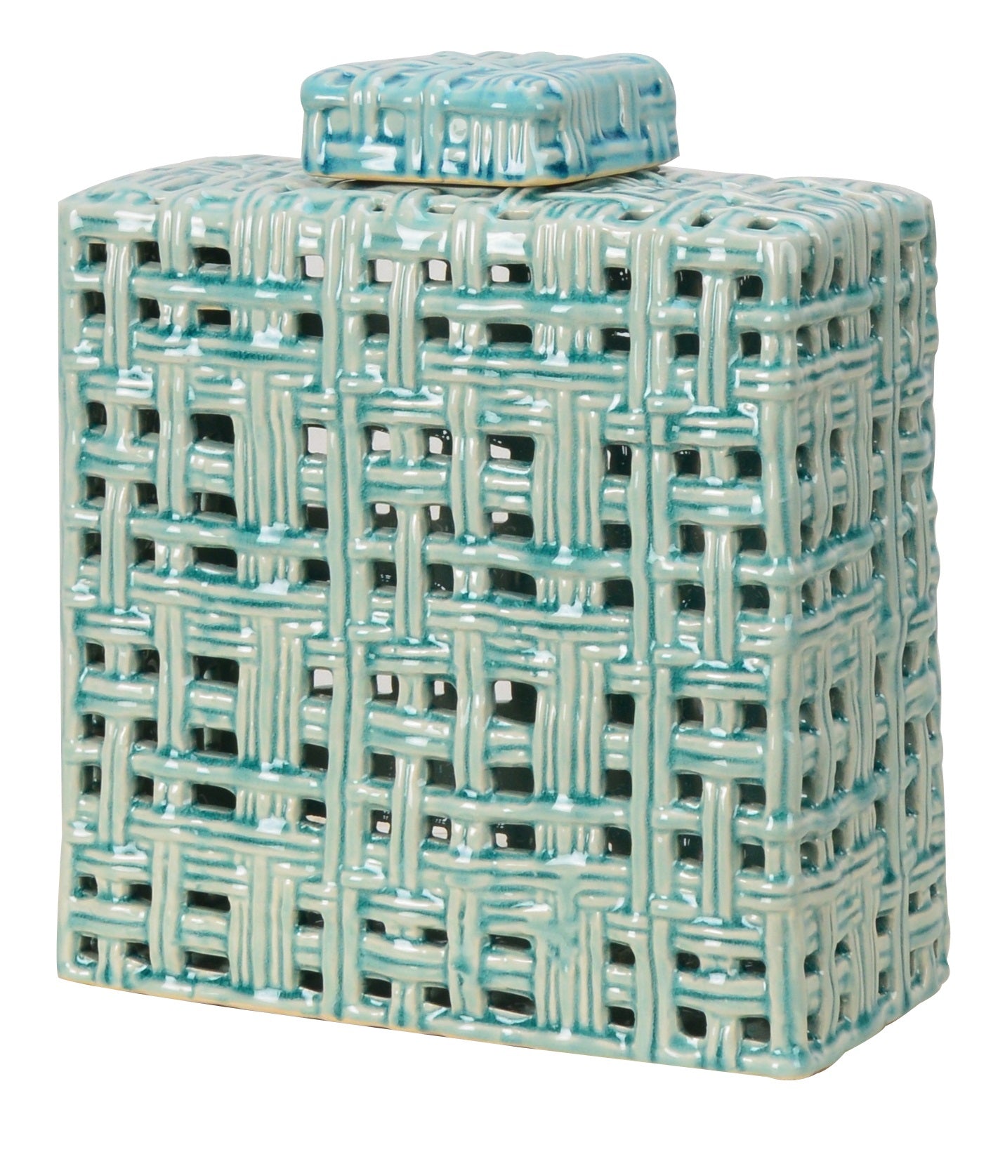 Hollow Sky Blue Ceramic Ginger Jar - 28cm