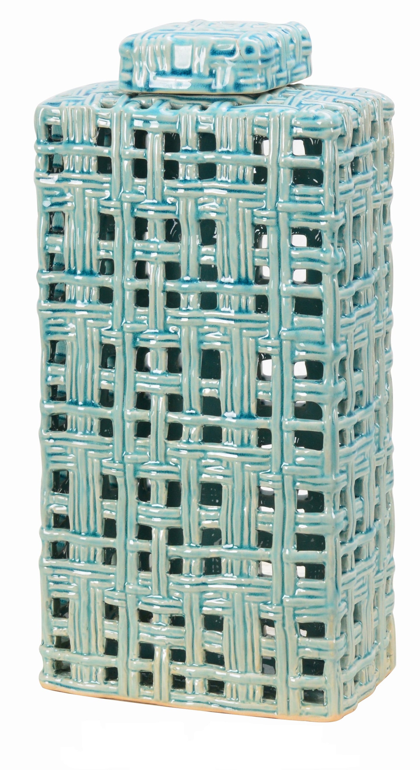 Hollow Sky Blue Ceramic Ginger Jar - 42cm
