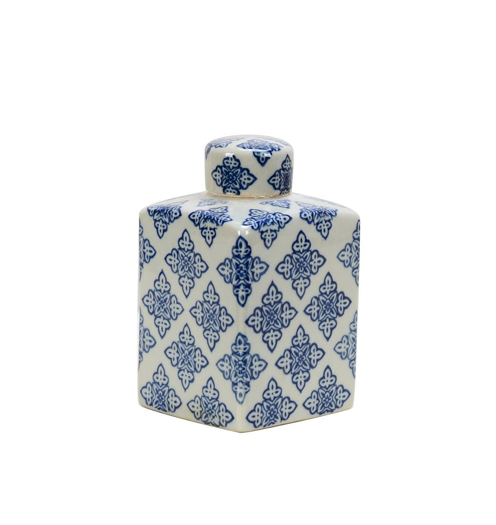 Flower Pattern Mini Ceramic Jar - 14cm