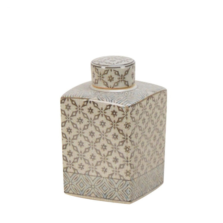 Embroidered Mini Ceramic Jar - 14cm
