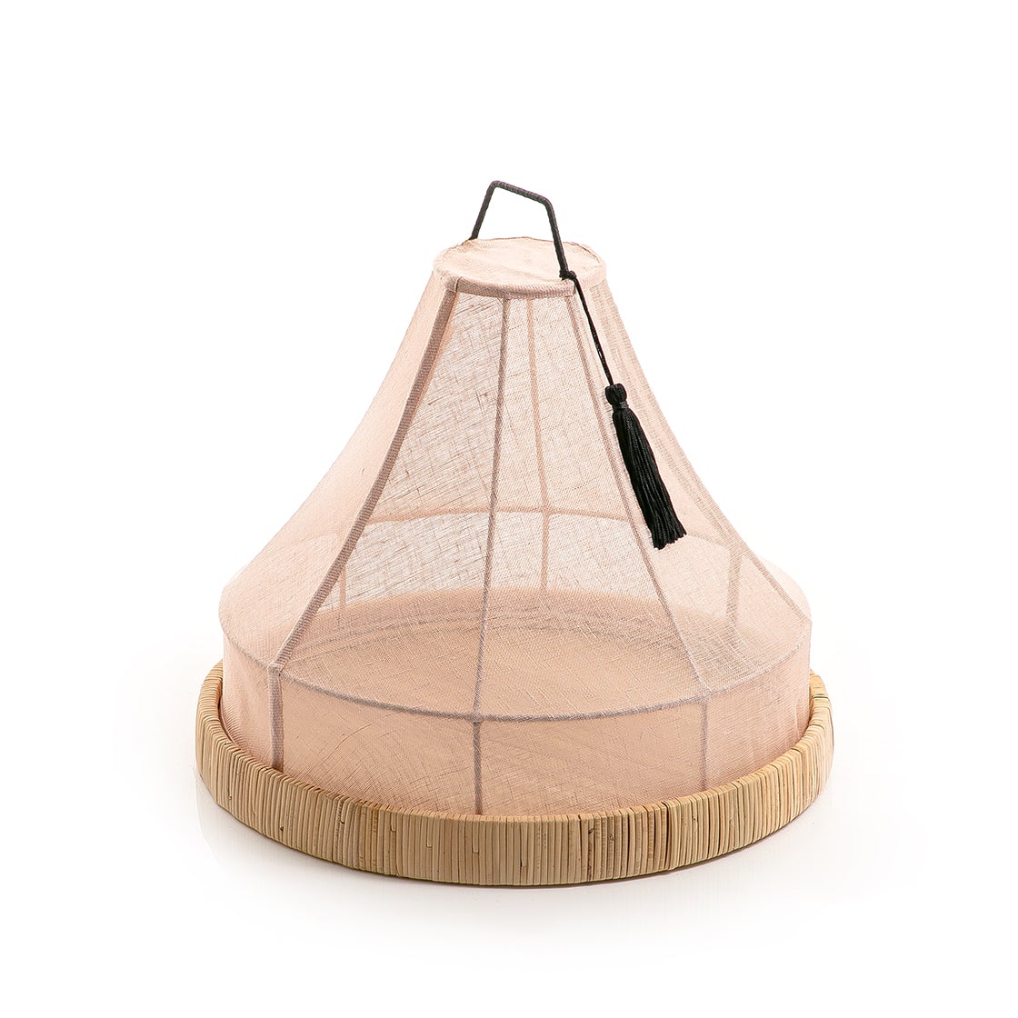 Rattan Tray with Linen Cover - 37cm