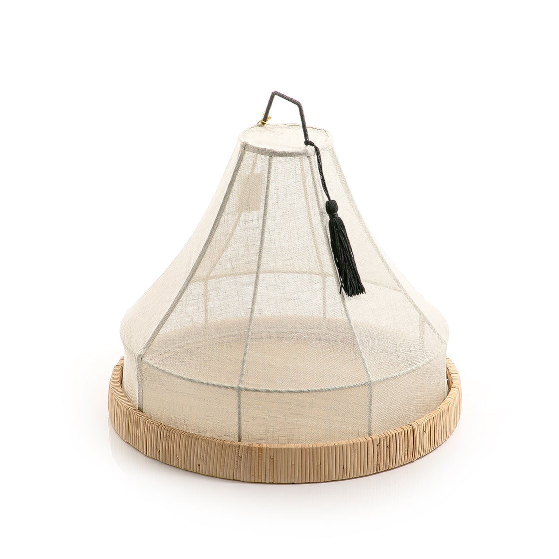 Rattan Tray with Linen Cover - 37cm