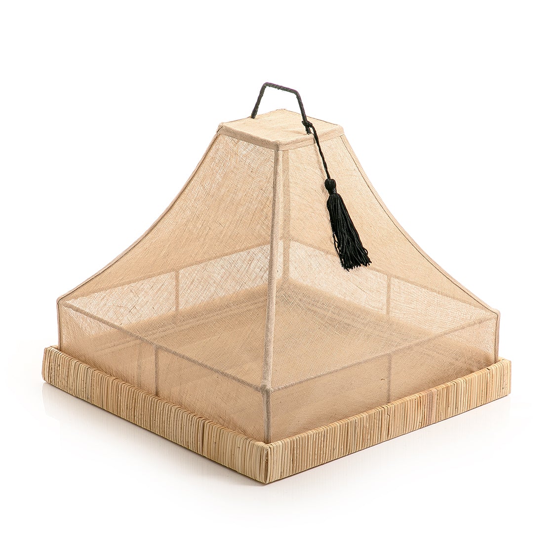 Rattan Tray with Linen Cover - 37cm