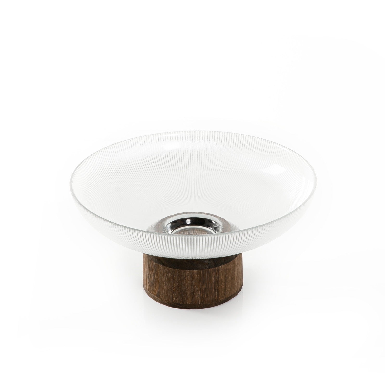 Glass Bowl with Wooden Base