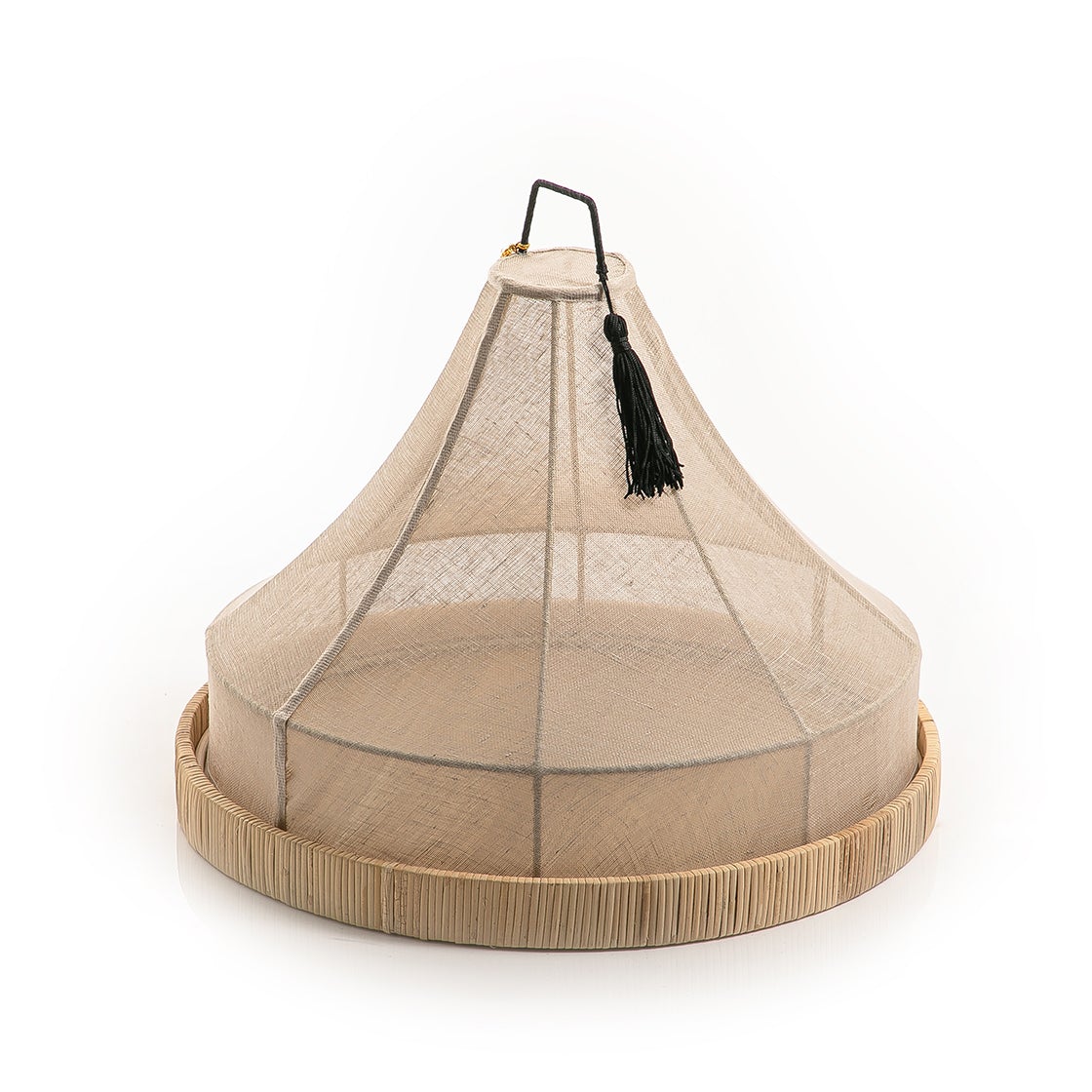Rattan Tray with Linen Cover - 42cm