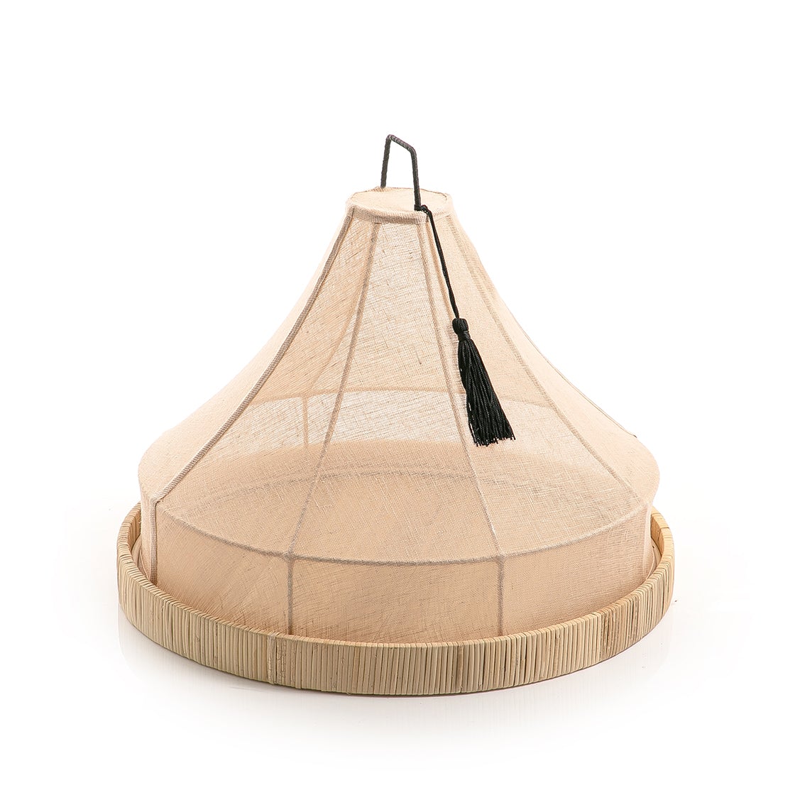 Rattan Tray with Linen Cover - 42cm