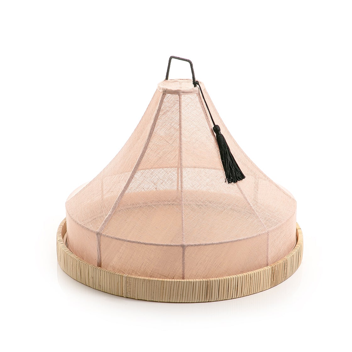 Rattan Tray with Linen Cover - 42cm