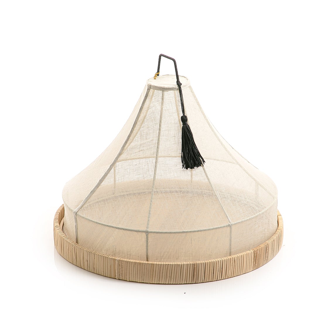 Rattan Tray with Linen Cover - 42cm