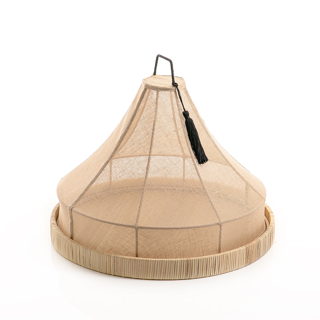 Rattan Tray with Linen Cover - 42cm