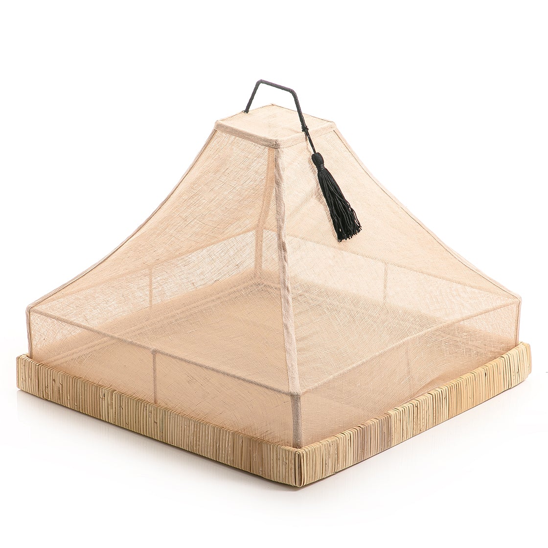 Rattan Tray with Linen Cover - 42cm