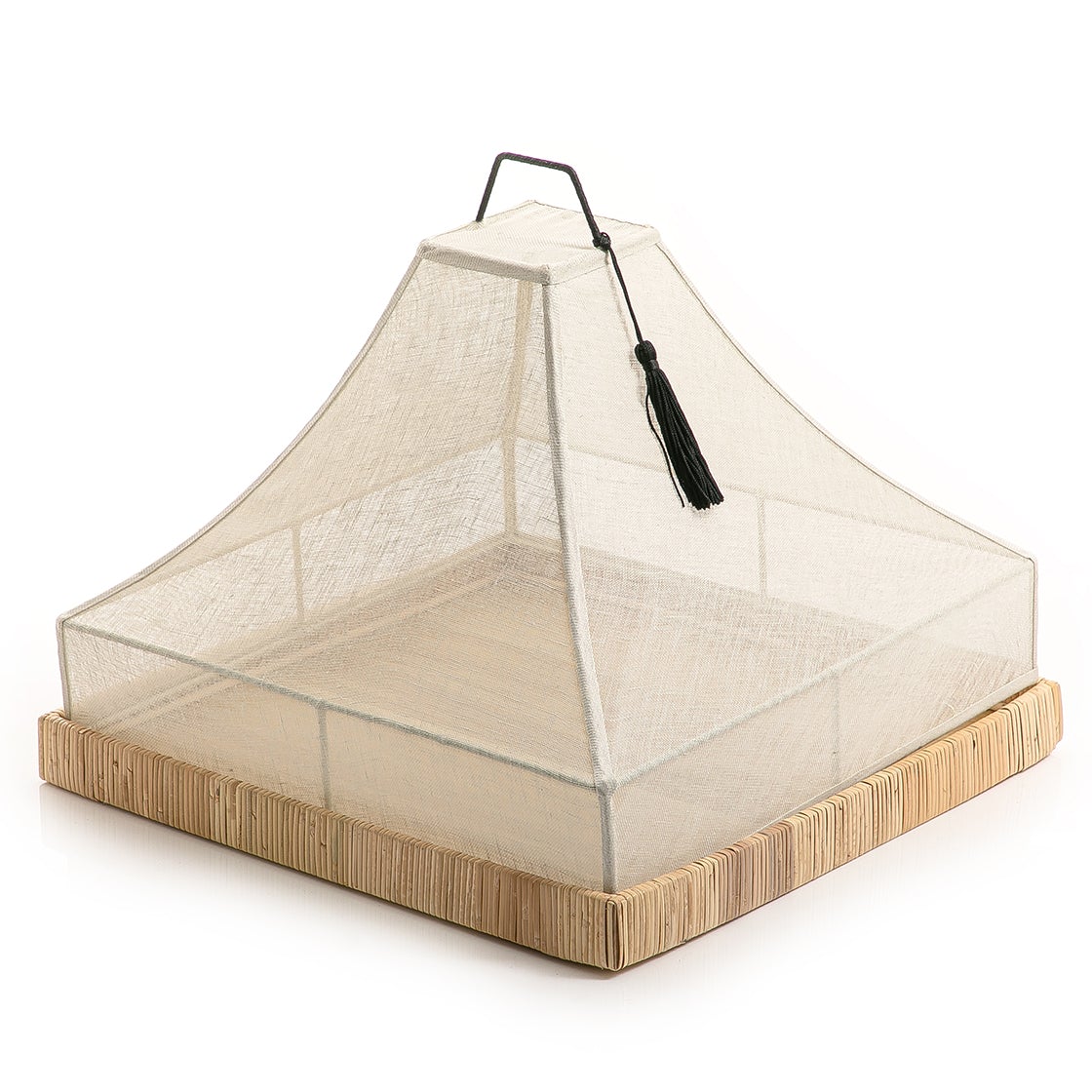 Rattan Tray with Linen Cover - 42cm