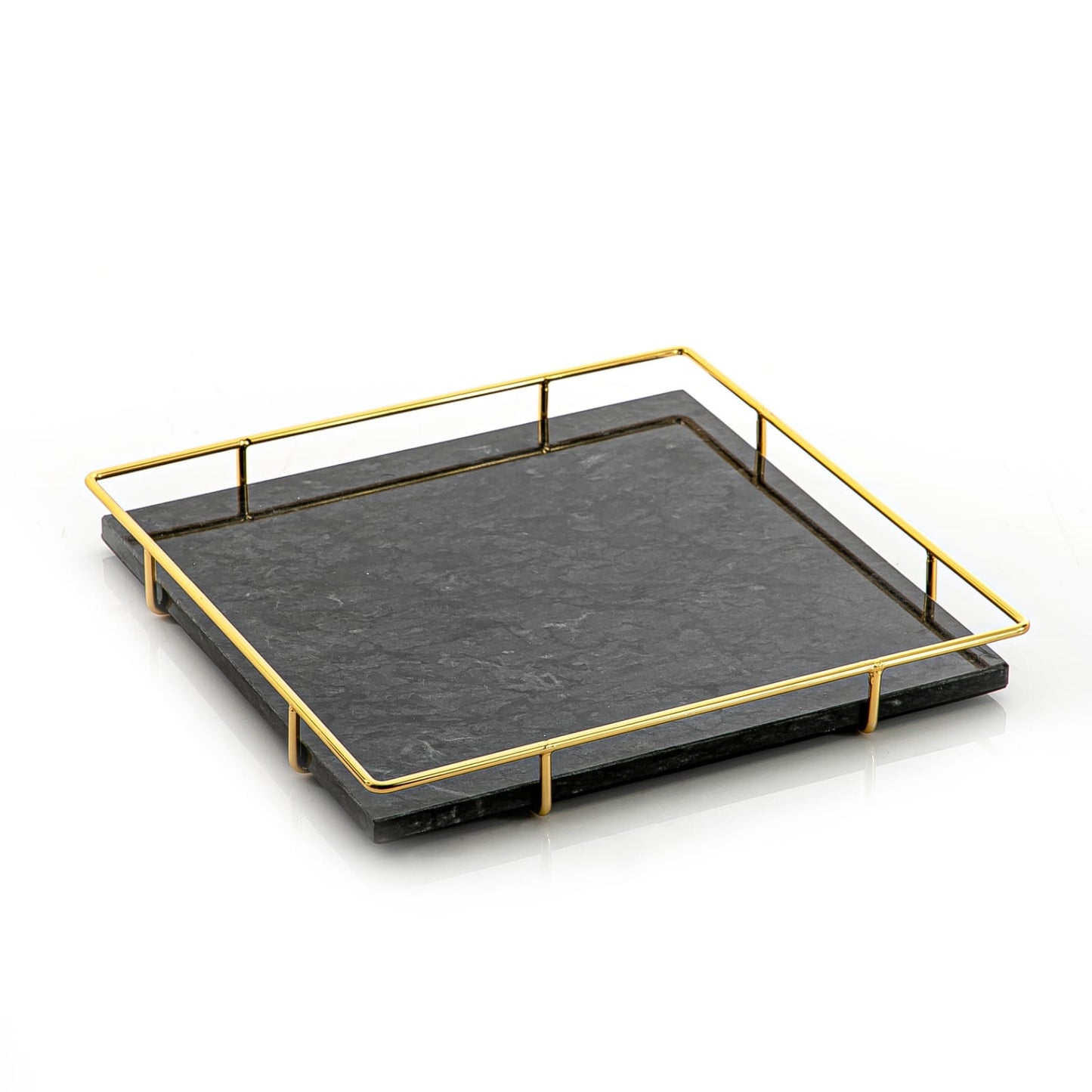 Marble Tray with Metal Edge