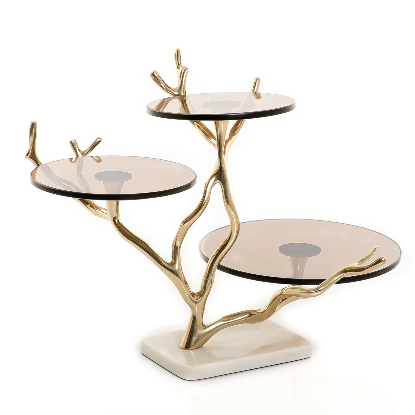 3 Tier Glass Stand with Marble Base