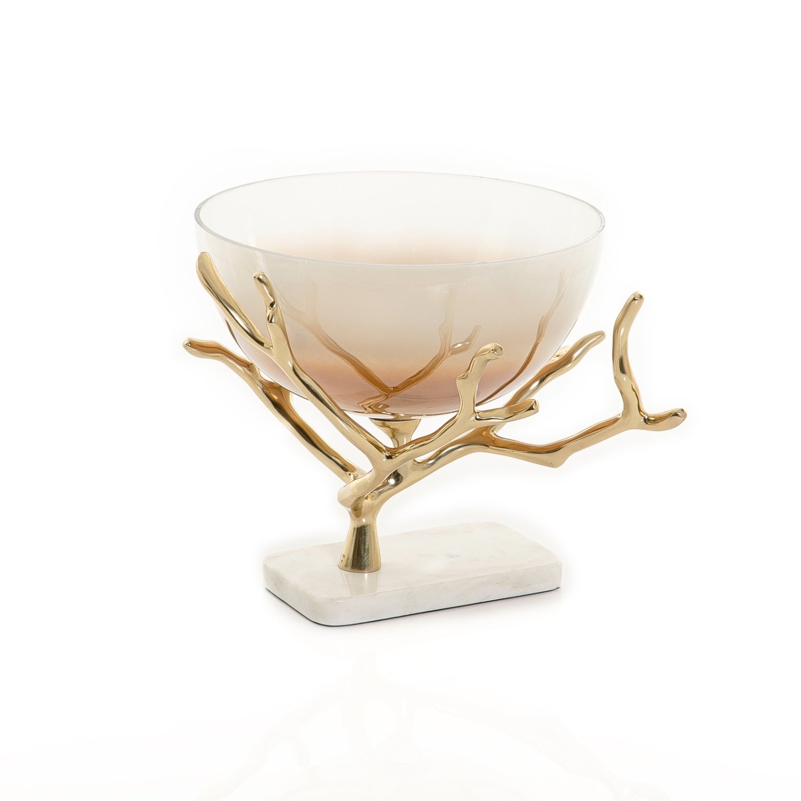 Glass Bowl with Metal Stand and Marble Base
