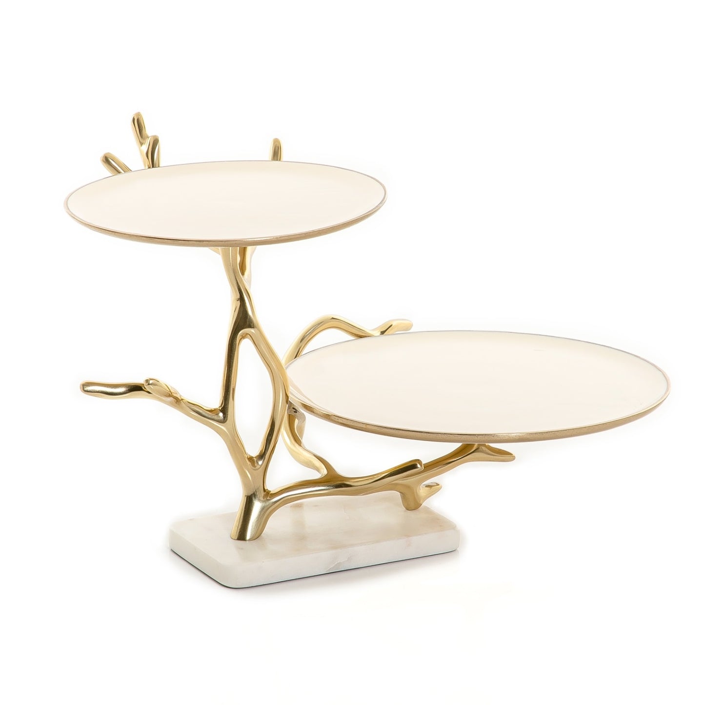2 Tier Metal Stand with Marble Base