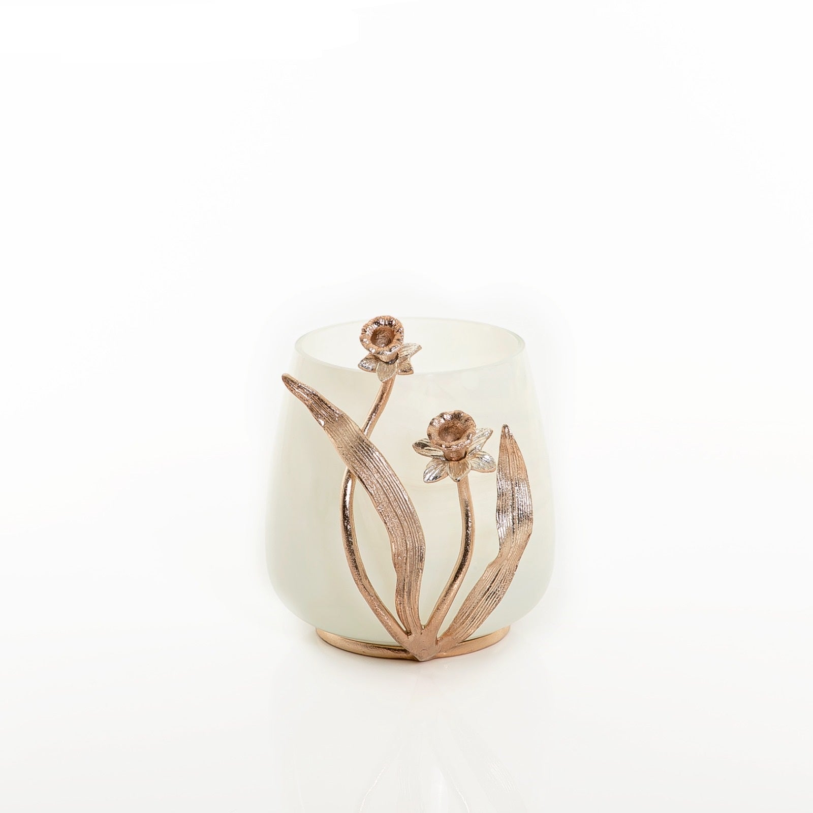 Glass Vase with Metal Base