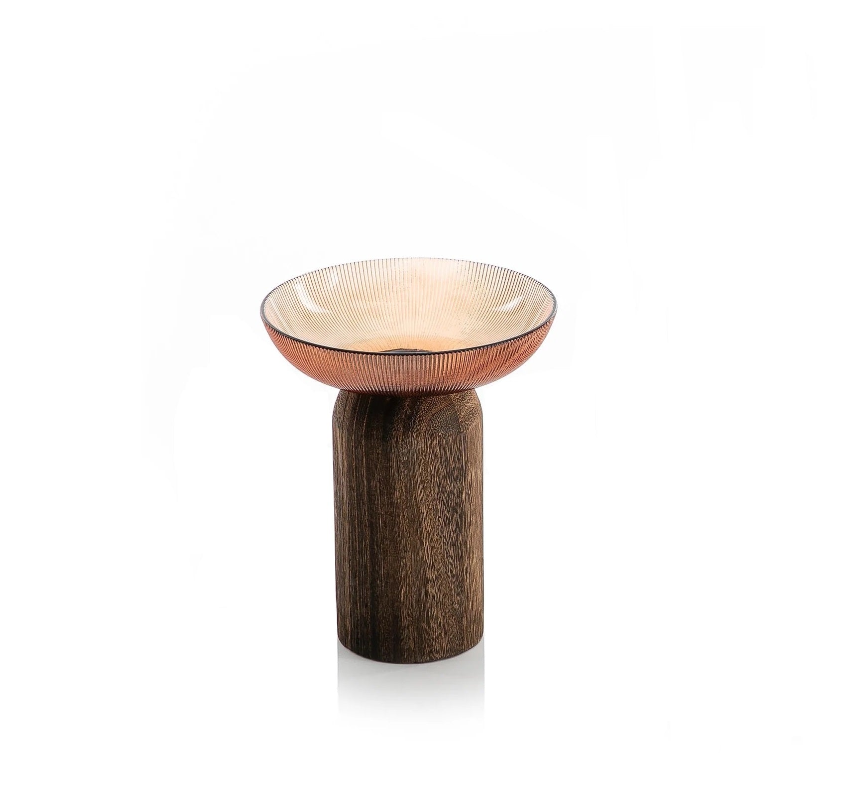 Glass Bowl with Wooden Base