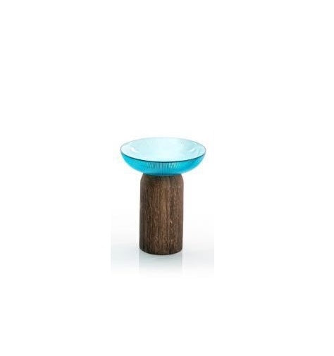 Glass Bowl with Wooden Base