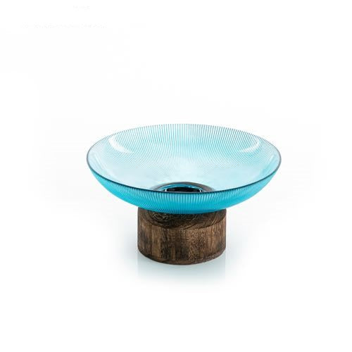 Glass Bowl with Wooden Base