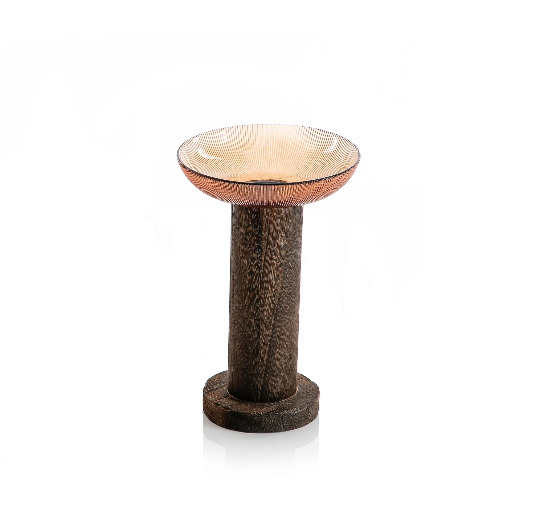 Glass Bowl with Wooden Base