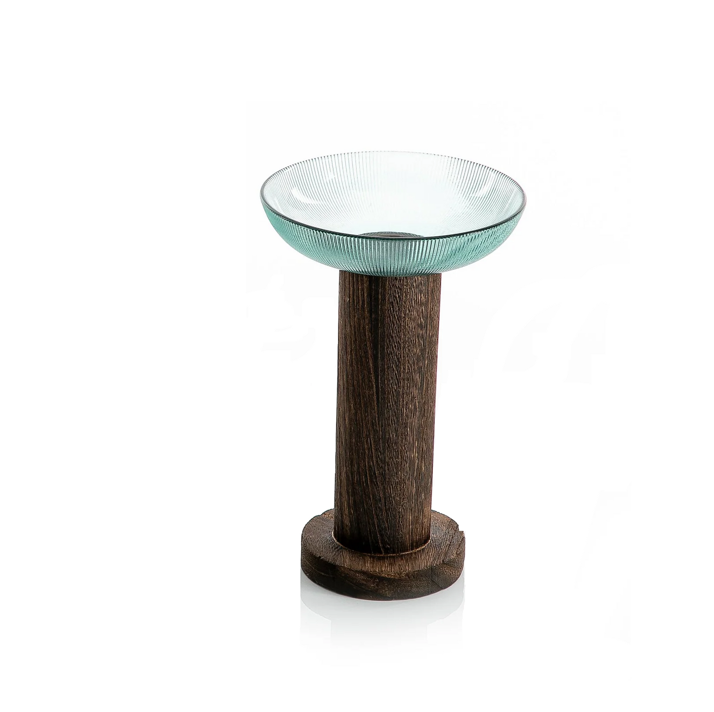 Glass Bowl with Wooden Base