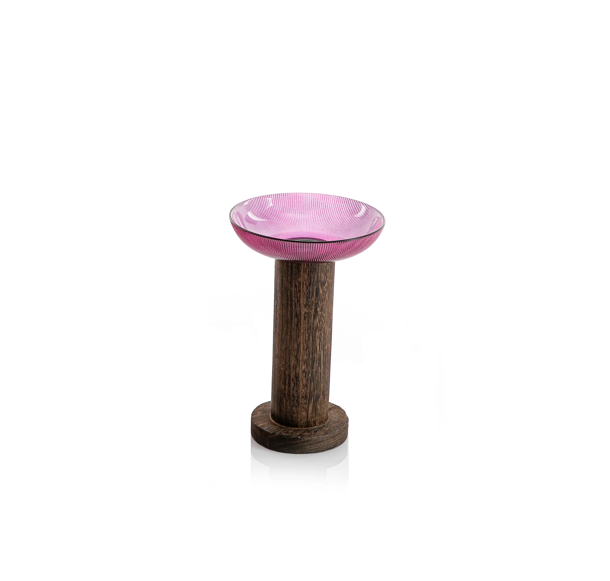Glass Bowl with Wooden Base