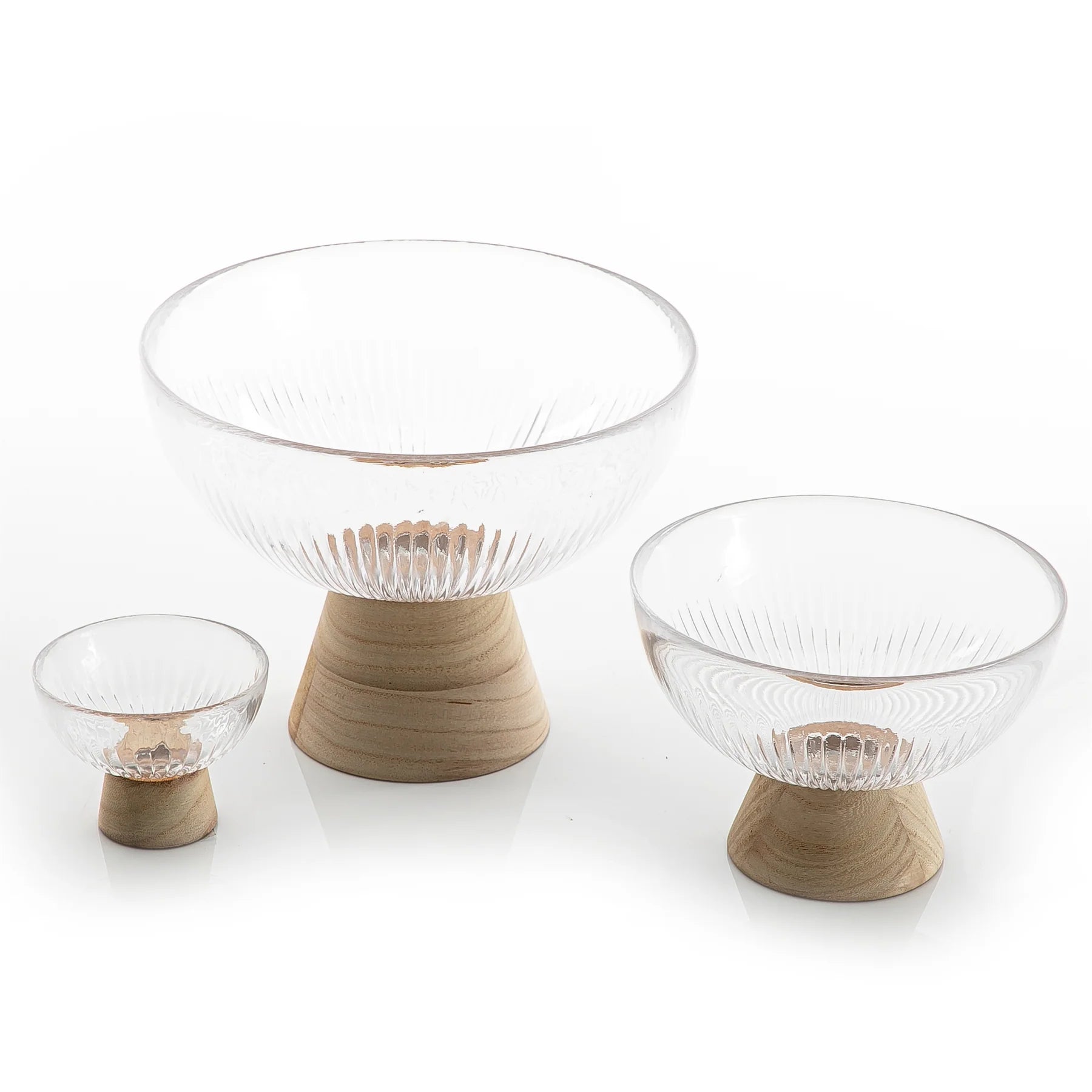 Glass Bowl with Wooden Base