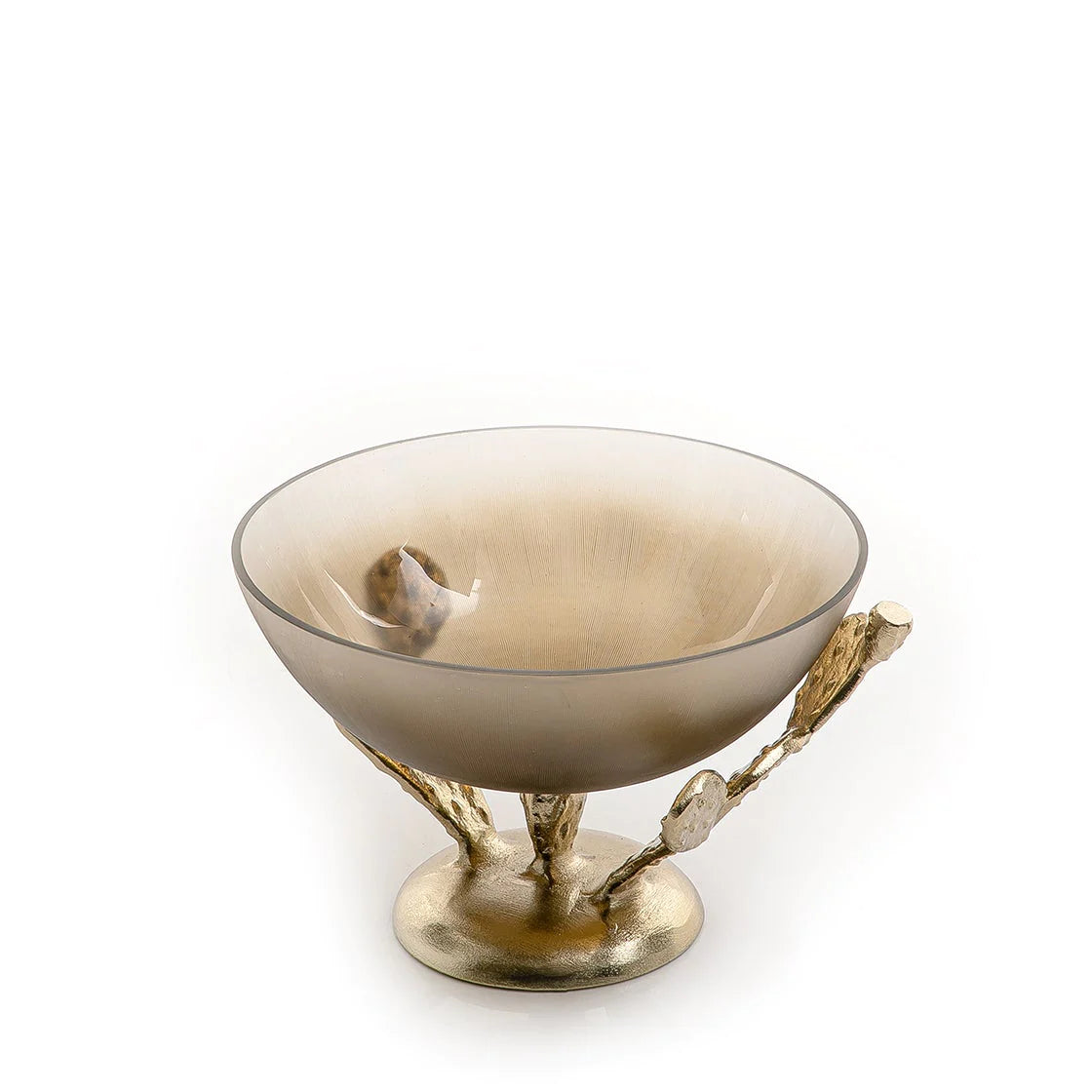 Tall Glass Bowl with Metal Base