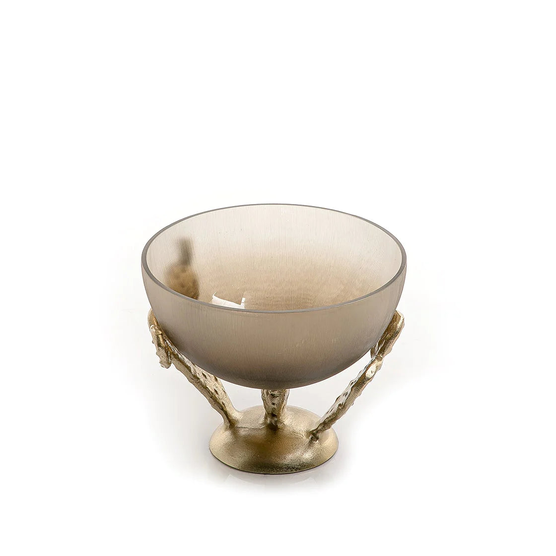 Tall Glass Bowl with Metal Base