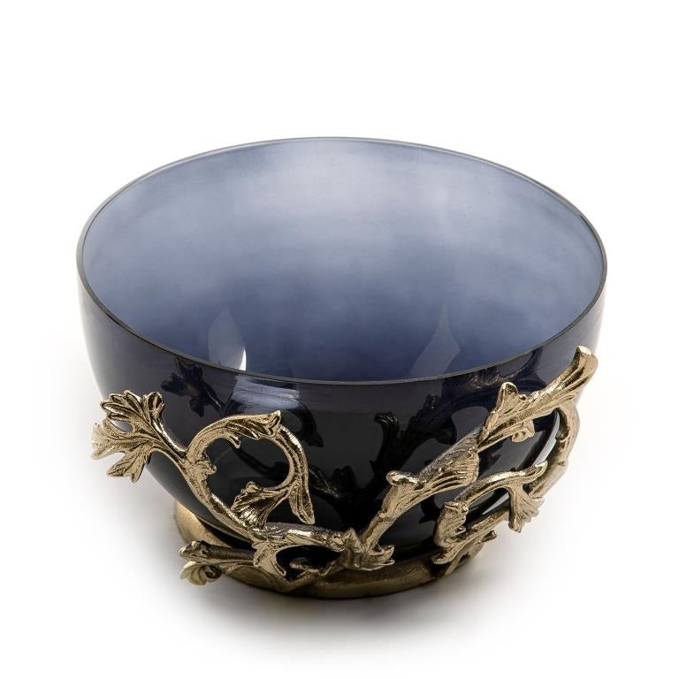 Glass Bowl with Metal Base
