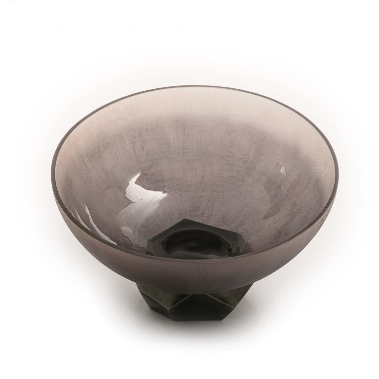 Glass Bowl with Metal Base