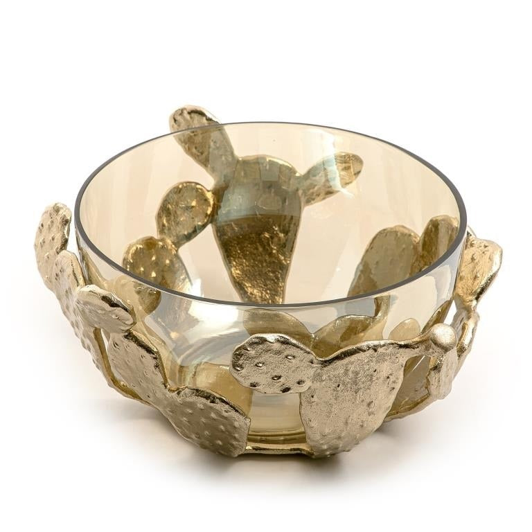 Glass Bowl with Metal Base