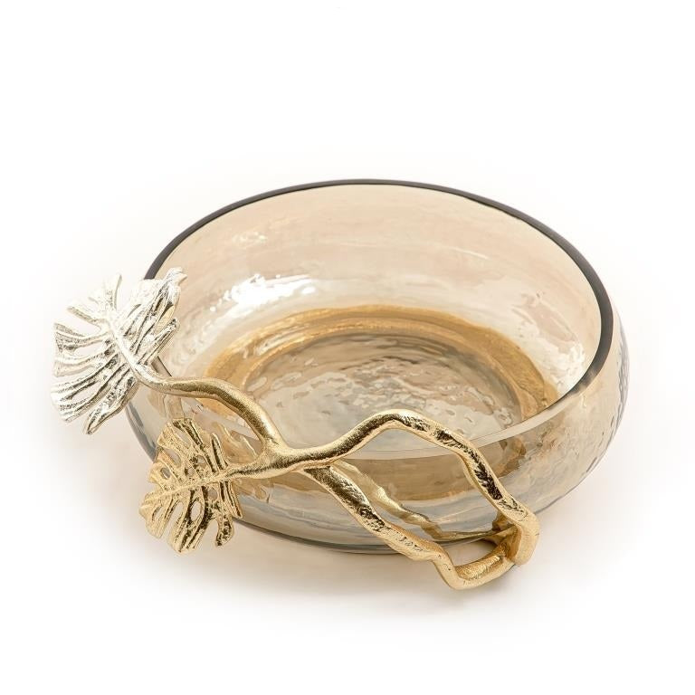 Glass Bowl with Metal Base