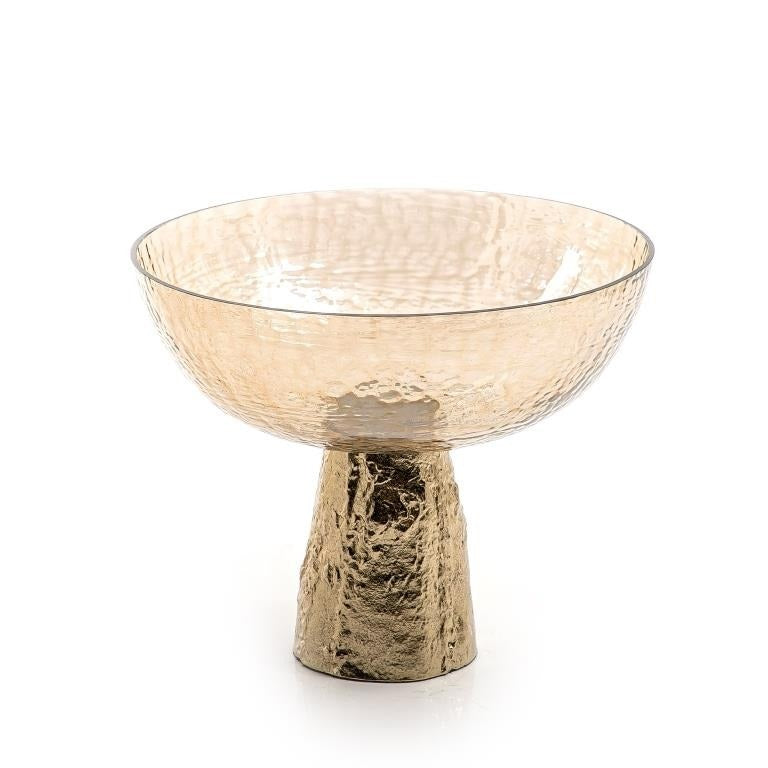 Tall Glass Bowl with Metal Base