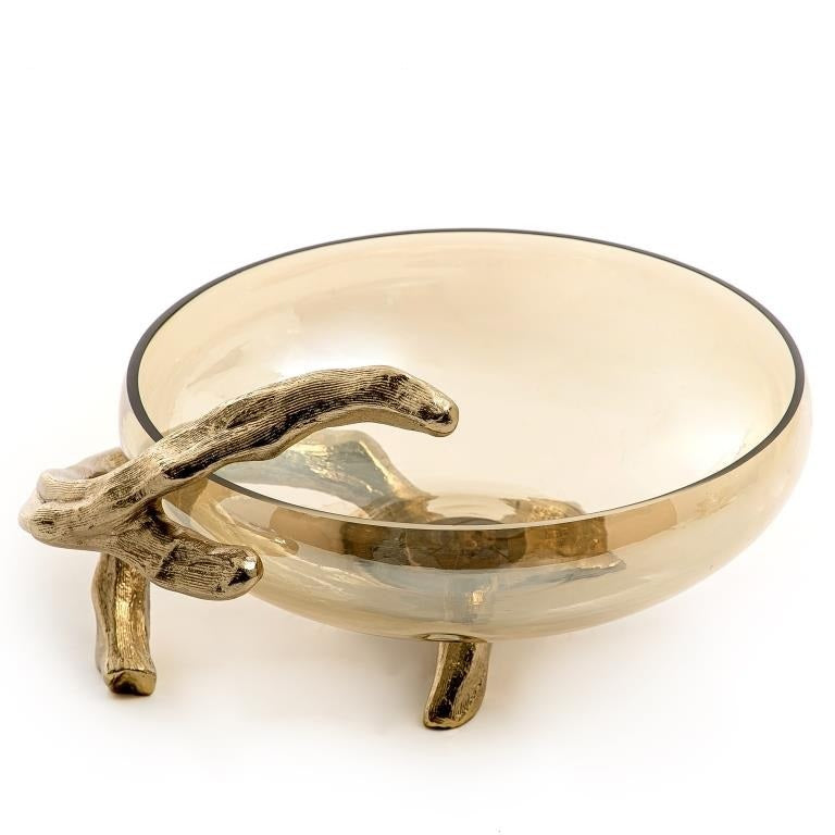 Glass Bowl with Metal Base