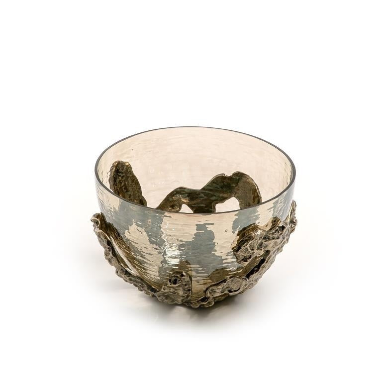 Glass Bowl with Metal Base