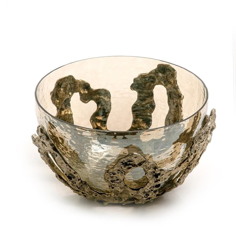 Glass Bowl with Metal Base