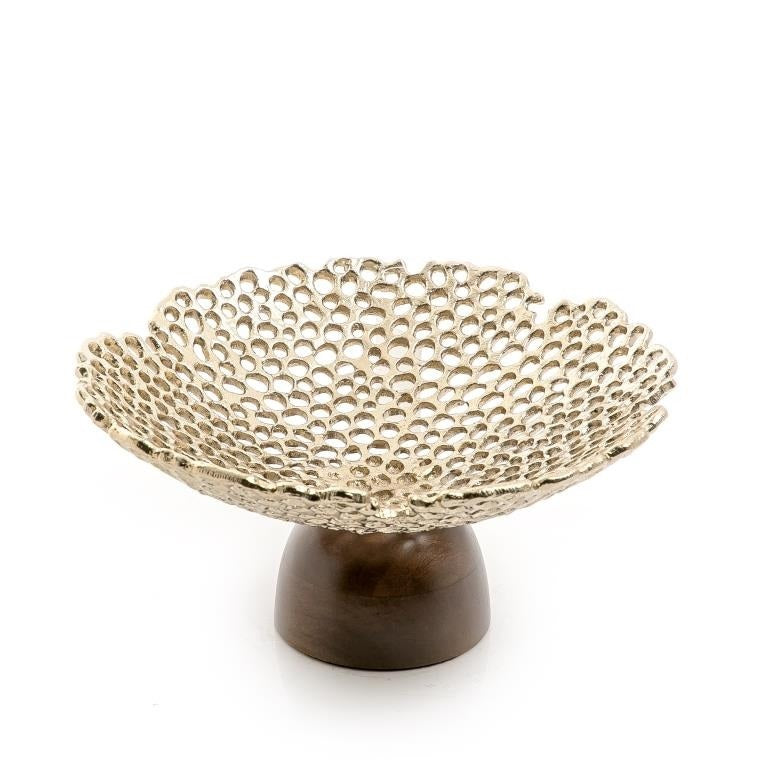 Metal Bowl with Wooden Base